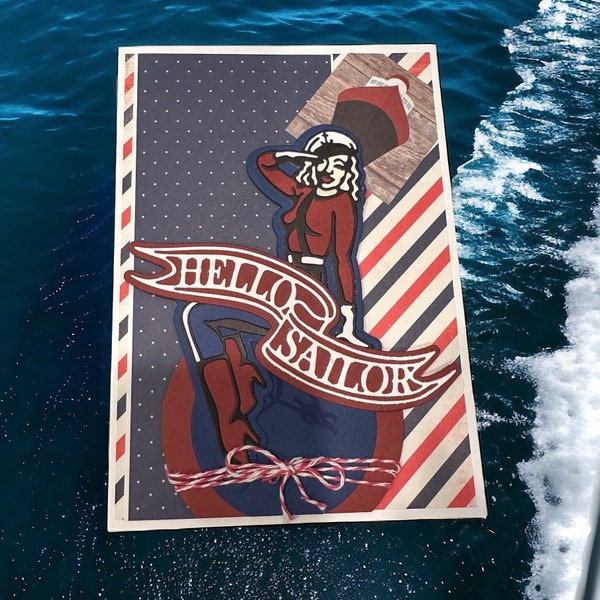 Military card, Marine Card, Hello, Nautical card, card for sailor, Naval Card, Deployment card, Sailor birthday, coastal card, Maritime card