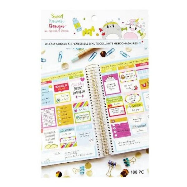 Sweet Kawaii Design Strong & Fit Weekly Stickers Kit Cute Planner Stickers/Cute Coffee and Donuts