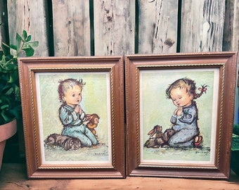 Vintage Nursery Decor Mid Century Wall Art Boy Girl Bedtime Prayer Bukac Framed, Childrens Room vintage Decor