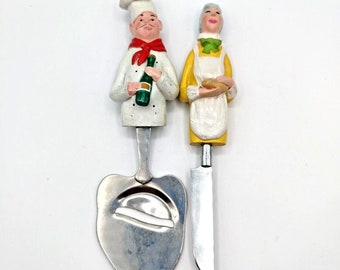 Vintage Retro 50's Kitchen Decor, Vintage Cheese Board Utensil Set Chef and Baker Unique Rare Slicer and Knife 50s, Charcuterie Utensils