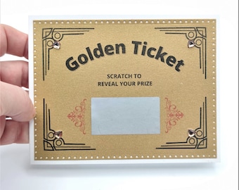 Scratch Off Golden Ticket Card, Surprise Ticket Mystery Card, Hidden Gift Birthday, Anniversary, Date Night, Golden Birthday, Surprise trip