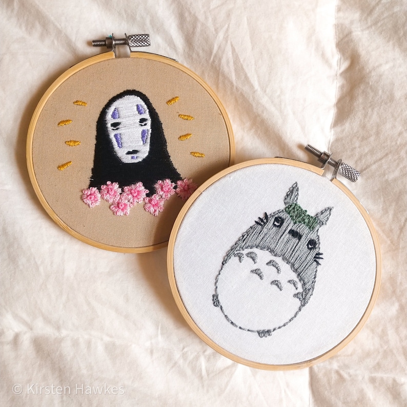 Studio ghibli inspired hand embroidery pattern template Etsy