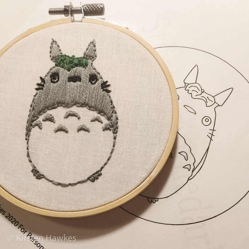 Studio ghibli inspired hand embroidery pattern template Etsy