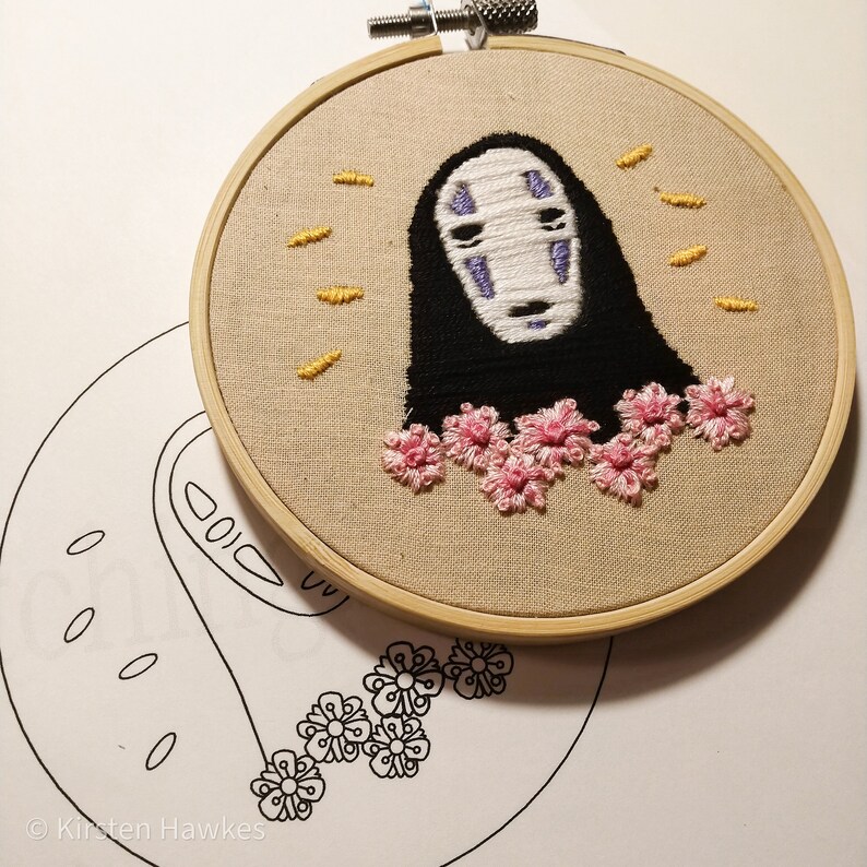 Studio ghibli inspired hand embroidery pattern template Etsy