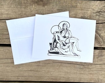 Cartões de condolências cristãos, conjunto de cinco cartões, cartões PIETA de Maria e Jesus, cartões em branco, cartões de condolências católicos de qualidade, presente para perdas