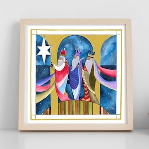 Three Kings Christmas art print, Advent and Christmas decor, Catholic Art, Catholic gift, The three wisemen watercolor painting, Epiphany