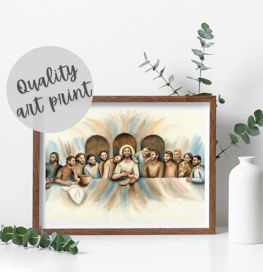 Watercolor Last Supper Print Vintage Catholic Art Catholic - Etsy