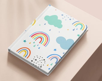 Good Vibes Journal / Notebook / Planner / Sketchbook / Gratitude Diary / Study Planner with Fun Cute Stationery Rainbows Art Print