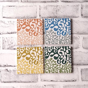Retro Dopamine Coaster Set, Colorful Cork-Backed Giftable Drink Trivets