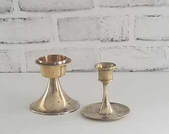 Vintage Brass Candlestick Set, Sleek Metal Candle Holders