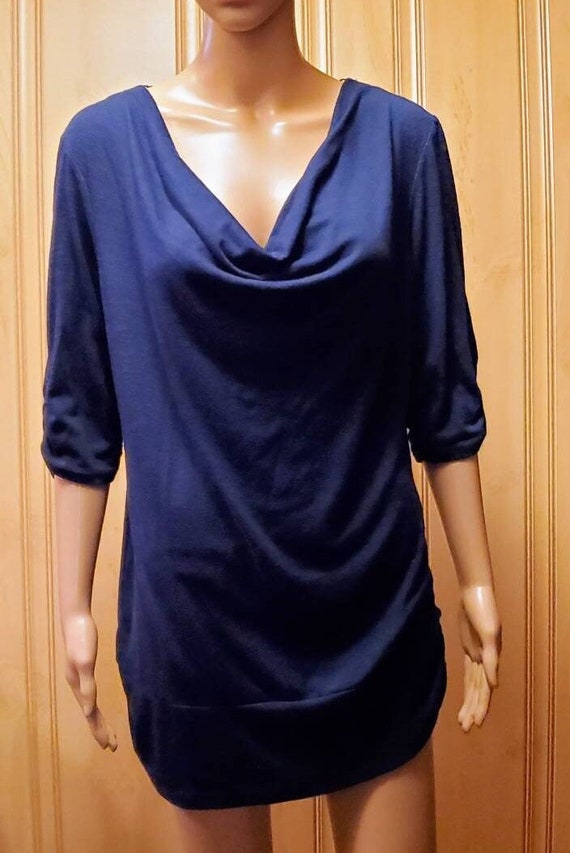 No Boundaries Long Blue Cowl Tunic 