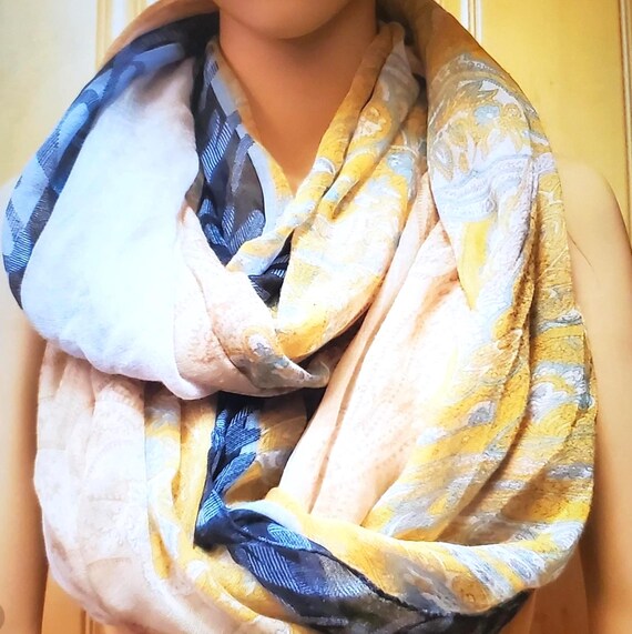 Sheer Infinity Scarf Versatile Butter Yellow Summ… - image 10
