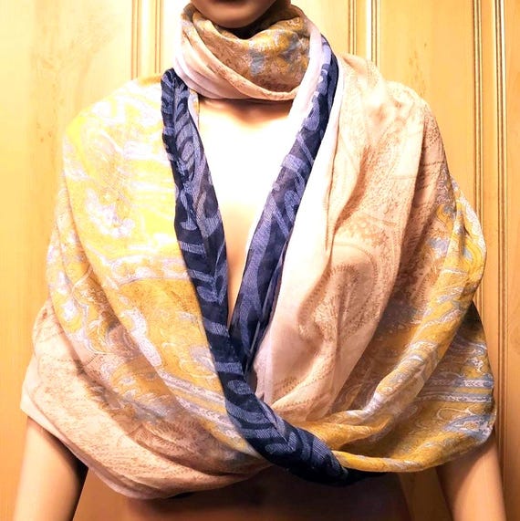 Sheer Infinity Scarf Versatile Butter Yellow Summ… - image 2