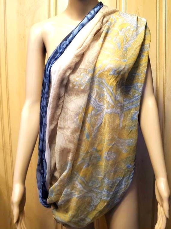 Sheer Infinity Scarf Versatile Butter Yellow Summ… - image 5