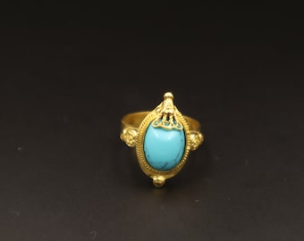 Greek ring | Turquoise gemstone | 24K gold plated