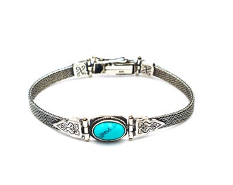 Greek bracelet | Synthetic turquoise gemstone | Byzantine style