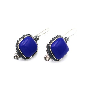 Pendientes vintage / Piedra preciosa de lapislázuli / Estilo bizantino