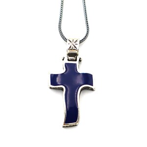 Byzantine cross pendant with black smalt gemstone