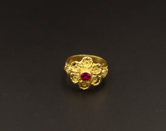 Greek ring with ruby gemstone