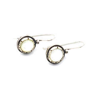 Greek earrings | Mother of pearl gemstone | Byzantine style