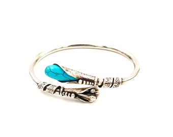 Greek handcuff bracelet | Turquoise gemstone | Sterling silver 925
