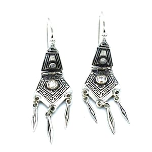 Greek earrings with zircon zwarovski gemstone