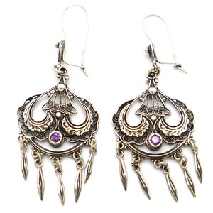 Greek earrings | Amethyst gemstone | Sterling silver 925