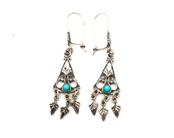 Byzantine earrings with turquoise gemstone