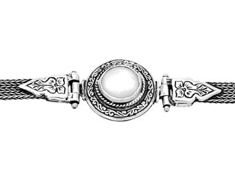 Byzantine bracelet | Mother of pearl gemstone | Sterling silver 925