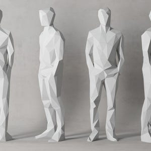 Paper Man, Papercraft, Modello digitale, Origami, Download PDF fai da te, Low Poly, Trofeo, Scultura, Modello, Modello 3D, Decorazione di carta, Fai da te, Colla