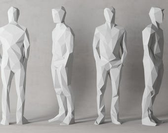 Paper Man, Papercraft, Digital Template, Origami, PDF Download DIY, Low ...