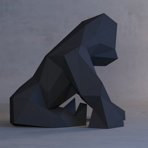 Paper Gorilla, Papercraft, Digital Template, Origami, PDF Download DIY, Low Poly, Trophy, Sculpture, Model, 3D model, Paper Decor, DIY, Glue