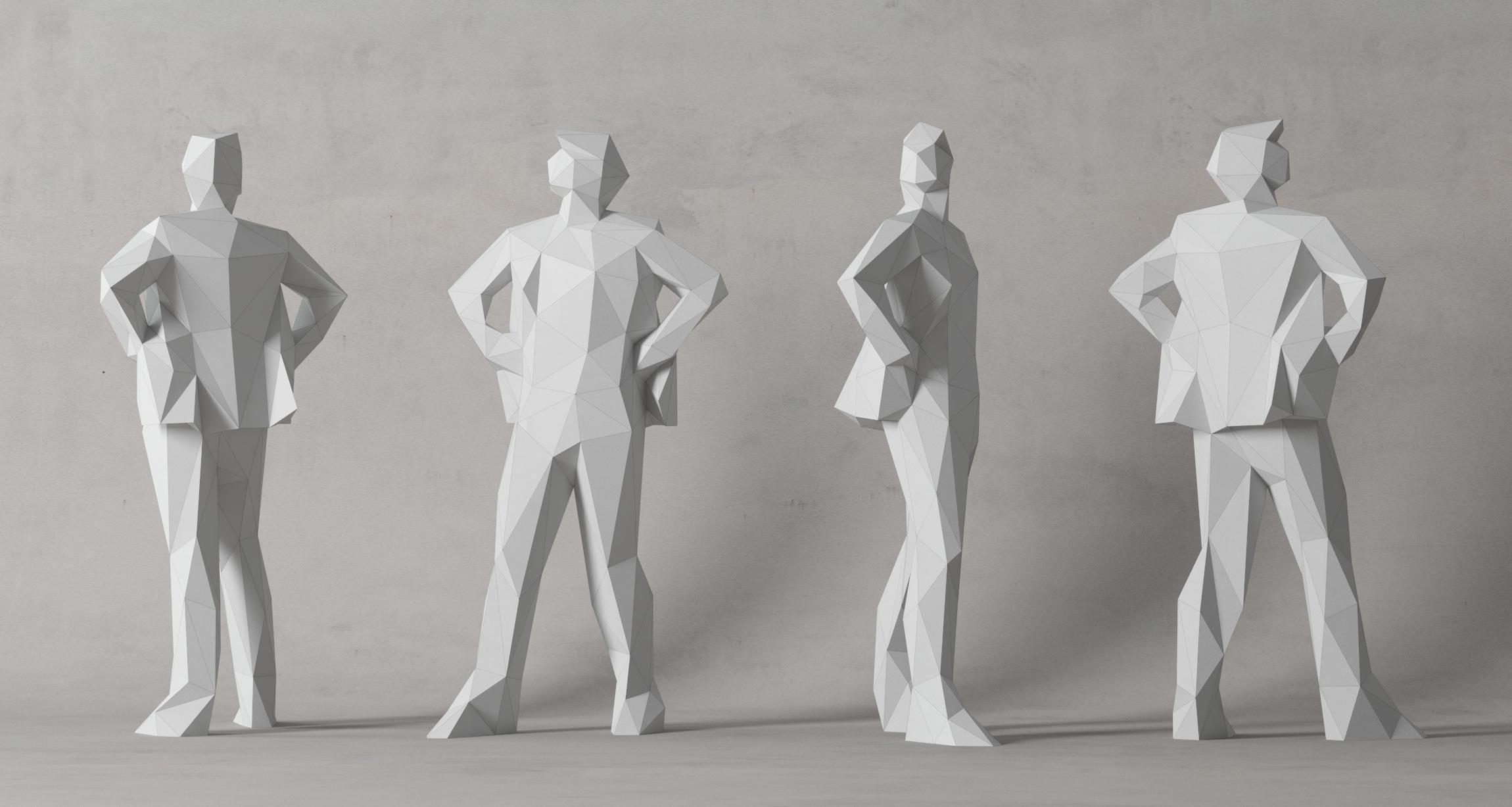 Paper Man, Papercraft, Digital Template, Origami, PDF Download DIY, Low ...