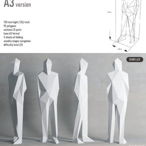Paper Man, Papercraft, Digital Template, Origami, PDF Download DIY, Low ...