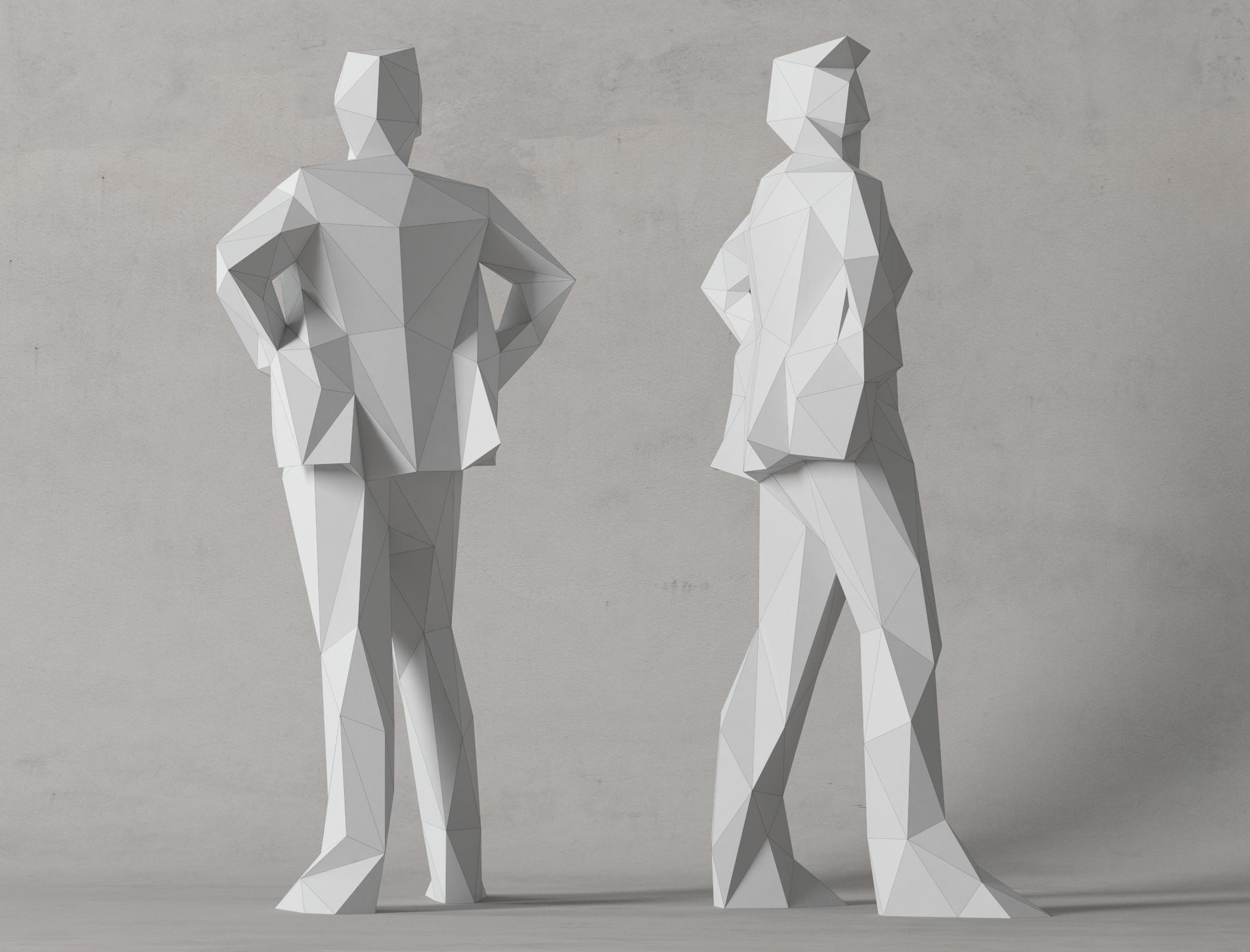 Paper Man, Papercraft, Digital Template, Origami, PDF Download DIY, Low ...