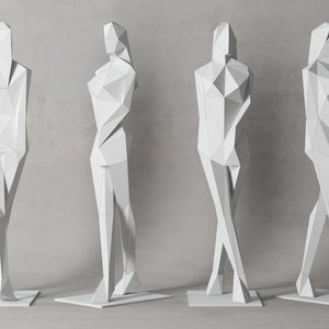 Donna di carta, Papercraft, Modello digitale, Origami, Download PDF fai da te, Low Poly, Trofeo, Scultura, Modello, Modello 3D, Decorazione di carta, Fai da te, Colla