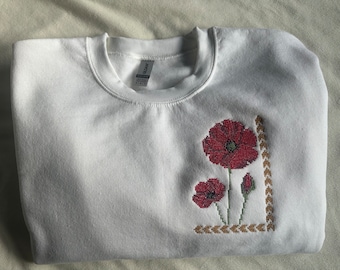 Pull|chemise tatreez à fleurs de pavot de Palestine