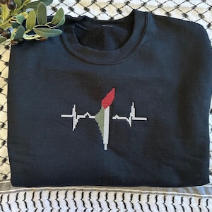 Tatreez/ cross stitch Palestine heartbeat sweater | shirt