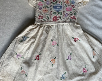 Flower Tatreez Toddler Girl Dress