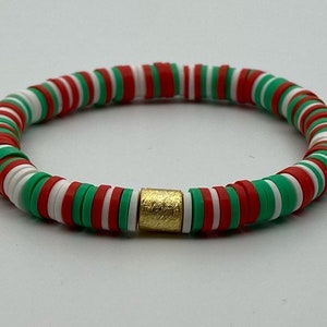 Christmas Bead Bracelet, Christmas Heishi Bead Bracelet, Holiday Bracelet,Christmas Jewelry,Stocking Stuffer,Women’s Bracelet, Kids Bracelet