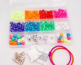 Pony Beads Bead Kit, Bright Bead Kit, Kids Bead Kit, DIY Jewelry Making Kit, Bracelet Making Kit, Gift Idea, Craft, Kids Craft