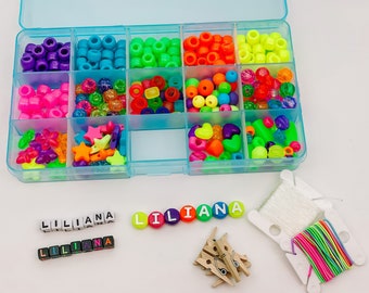 Kit de cuentas de neón, kit de cuentas temáticas, kit de cuentas para niños más pequeños, kit de fabricación de joyas diy, kit de fabricación de pulseras, idea de regalo, artesanía
