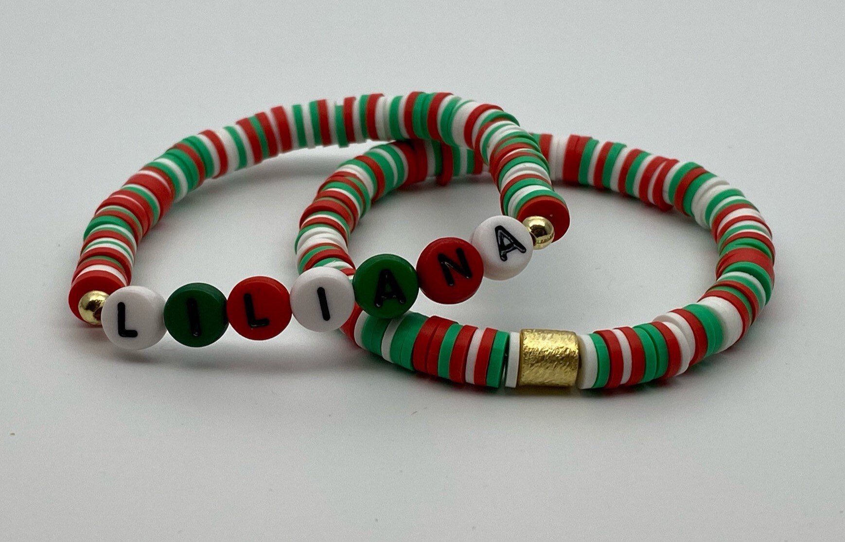 Christmas Bead Bracelet, Christmas Heishi Bead Bracelet, Holiday