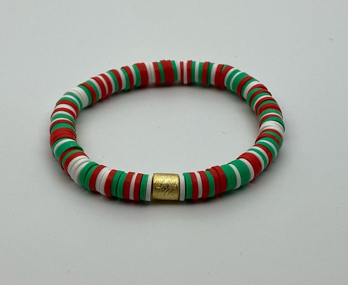 christmas-bead-bracelet-christmas-heishi-bead-bracelet-etsy