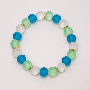 Round Sea glass Bracelet, Sea Glass Bracelets, Beach Bracelet, Beach glass Bracelet, Sea Glass, Summer Bracelet, Round Beach Beads