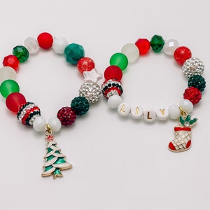 Christmas Bracelet, Winter Bracelet, Red and Green Bracelet, Kids Bracelet, Festive Bracelet,  Christmas, Holiday, Name Christmas Bracelet