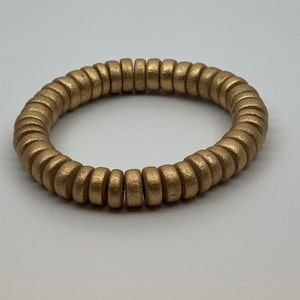 Metallic Gold Wood Beaded Bracelet, Wood Disc Beads, Bracelet stacks, Layering Stack Bracelets