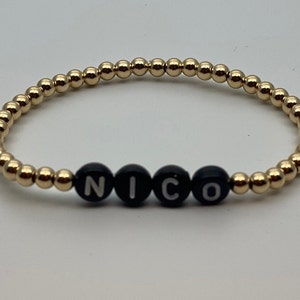 14K Gold Filled 4mm Beaded Name Bracelet, Personalized Name Bracelet, 14K Gold Filled Bracelet,Custom Word Beaded Bracelet