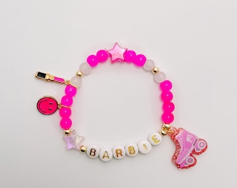 Barbie Bracelet, Barbie Bead Bracelet, Kids Bracelet, Barbie Beads, Kids Barbie Bracelet,Party Favor,Barbie Party Favor,Barbie,Pink Bracelet