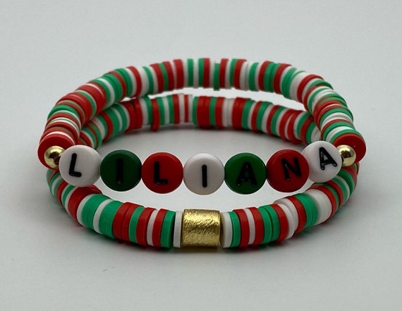 Holiday Bracelet,Christmas Jewelry,Stocking Stuffer Christmas Speckle Bracelet Christmas Bracelet Christmas Heishi Bead Bracelet